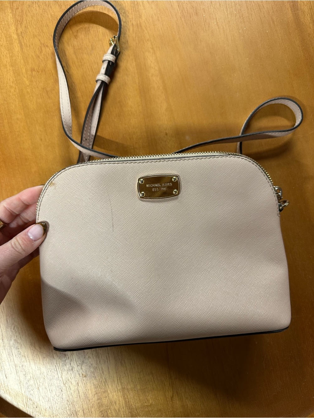 Michael Kors Pale Pink Saffiano Crossbody with Gold Hardware